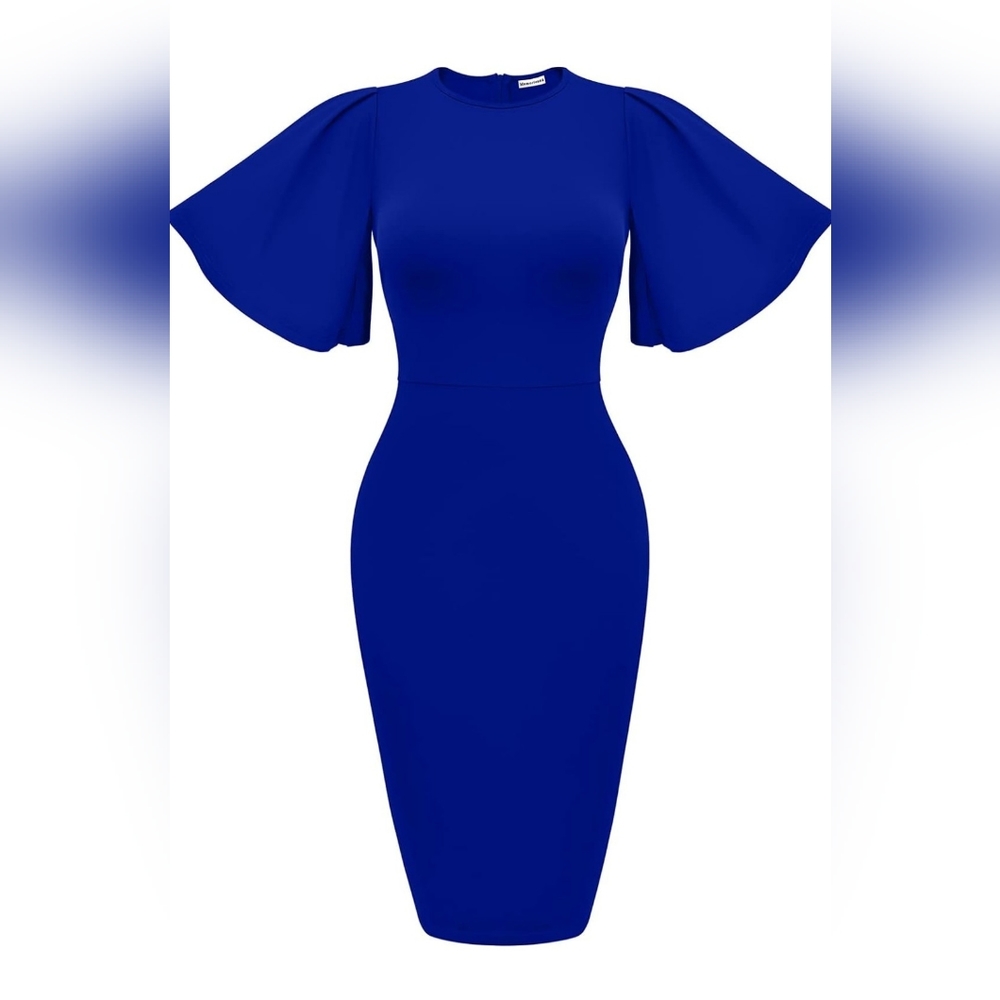 NEW Royal blue flutter sleeves dress